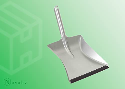 Novaliv 2X Kehrblech Set Kehrblechgarnitur Handfeger ROSSHAAR und Kehrblech mit Gummilippe Silber verzinkt Kehrblechbesen zum Aufkehren Handkehrset Kehrblechset Kehrschaufel Feger und Kehrblech – Bild 4