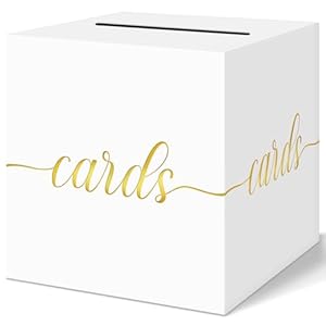 QIKSION Weiße Hochzeitskartenbox Goldfolie