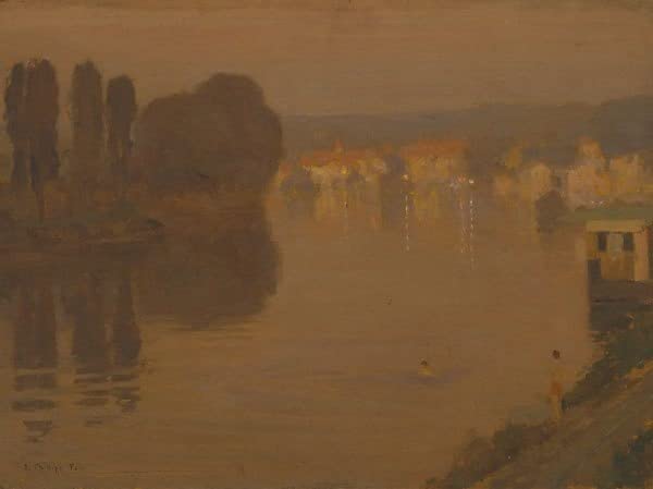 Impression d'art art tableau Crépuscule sur la Seine toile 60x90cm