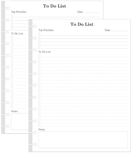 (2-Pack) Letter Size TUL Discbound To Do List Refills 11 Disc Daily Planner Insert 200Sheets / 400Pages To Do Paper 100gsm White Paper 8.5 x 11