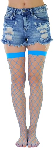 Image of ToBeInStyle Women's Vibrant Large Net Fishnet Thigh High Elastic Nylon Novelty Stockings