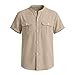 Kids Lightweight Buttno Down Linen Shirts Short Sleeve Casual Summer Loose Travel Beach Top for 5-15 Years