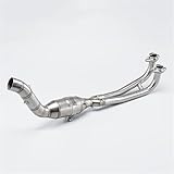 Moto Echappement Pot Silencieux D'échappement Avant 51 Mm Pour Yamaha TMAX 530 560 TMAX530 T MAX560 (2017 2023) Silencieux D'Échappemen(Argent)