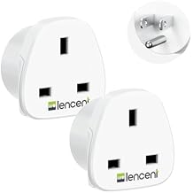 LENCENT UK to US America Plug Adapter, 2 Pack Grounded USA Visitors Travel Converter, Converts All Type G Plugs from United Kingdom UK Singapore Malaysia UAE Ireland Malta Hongkong and etc. Type B