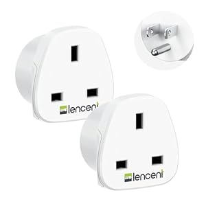 LENCENT UK to US America Plug Adapter, 2 Pack Grounded USA Visitors Travel Converter, Converts All Type G Plugs from United Kingdom UK Singapore Malaysia UAE Ireland Malta Hongkong and etc. (Type B)