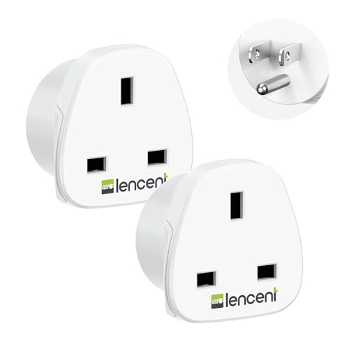 LENCENT UK to US America Plug Adapter 2 Pack Grounded USA Visitors Travel