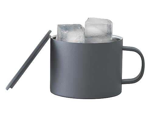 ピーコック ステンレスマグカップ 280ml 保冷 保温 真空二重構造 蓋付き マット仕上げ 目盛り付き 丈夫 アウトドア インテリア おしゃれ スティックコーヒー インスタントスープ アイス ホット グレー