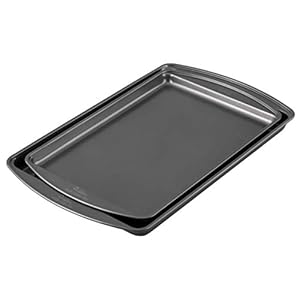 Wilton perfect results premium non stick bakeware cookie baking sheets set 2 piece steel  urban country home decor