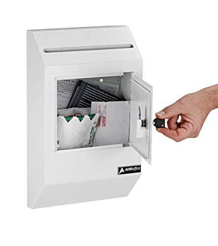 Adiroffice Drop Box - Heavy Duty Secured Storage With Lock - For Commercial Home Office Or Business Use (White) #TOP2