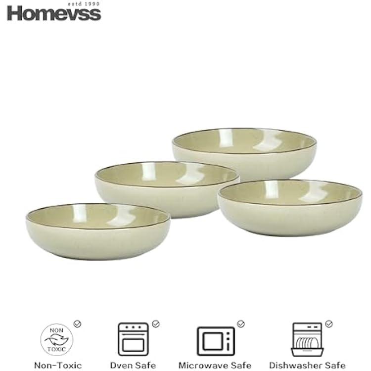 HomeVSS 20-Piece Dinnerware Set - Serves 4, Shiny Glaze Beige plates and bowls sets with Speckle Effect for Microwave & Dishwasher Safe
