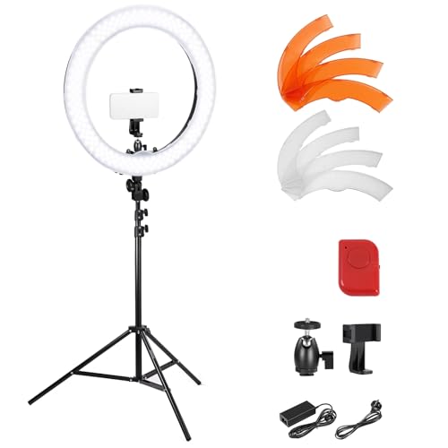 NEEWER 18 Inch/45cm LED Ring Light with Tripod Stand, Phone Holder, 58W 5600K Large Selfie Ringlight Compatible with iPhone Camera for Streaming Makeup Studio Photo Video Recording Filming, RL-18