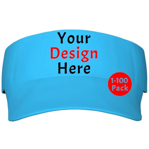 Custom Visors Design Your Own Design Your Own Text Logo Image Photo Customize Personalized Visor Hat Bright Blue Visor for Men Women Sports Custom Funny Gag Gifts