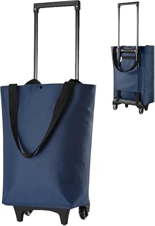 Foldable Shopping Trolley with Wheels - 2 in 1 Reusable Grocery & Travel Bag