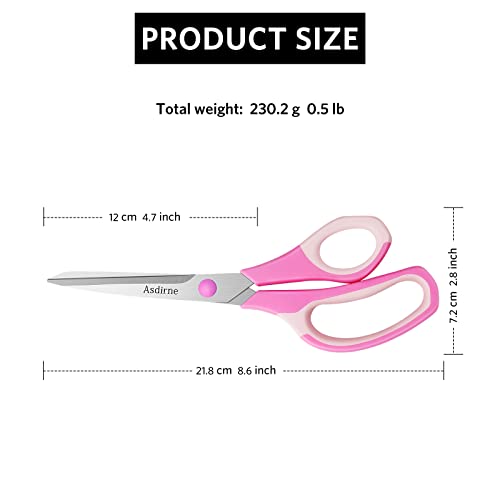 Asdirne Scissors, Premium 8.6” All Purpose Scissors, Ultra Sharp Stainless Steel Blades, Comfortable Grip, Great For Craft, Office, School And Everyday Use, Blue/Pink/Green, Pack Of 3 #TOP4