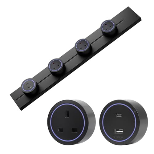Image of CNBINGO Track Socket,8000W Wall-Mounted Electrical Outlet Sockets,Aluminum Alloy Kitchen Power Track Sockets 60CM Black