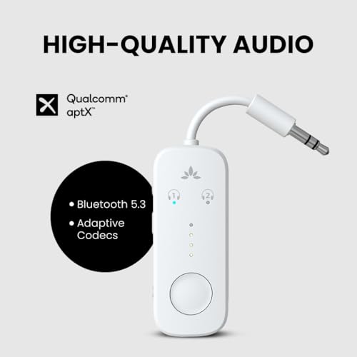 Avantree Relay - Premium Airplane Bluetooth Adapter with Advanced Qualcomm Chipset, 2 Headphones Support, 25hrs Play Time, aptX Adaptive & HD Audio Transmitter for Airpods, Bose & Travel Flight by Avantree - Image 3