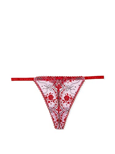 Victoria's Secret Very Sexy Rose And Bows V-String Panty Color Red Size Medium New #TOP2
