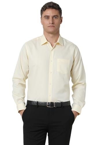 Image of Van Heusen Men's Regular Fit Formal Shirt (VHSF1M7683238 Light Yellow Solid 38)