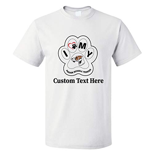 Custom Funny Graphic T Shirts for Men I Paw My Parson Russell Terrier Dog Cotton Top White Personalized Text Here X Large