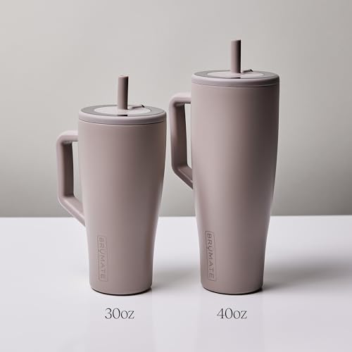 Image of BruMate Era 30 oz Tumbler with Handle & Straw | 100% Leakproof Insulated Water Bottle Tumbler with Lid & Flexible SoftSip Straw | Made of Stainless Steel | Cup Holder Friendly | 30oz (Polka Pearl)