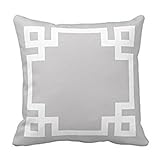Gray and White Greek Key Border Pillow Home Sofa Decorative 18X18 Inch Square Throw Pillow Case Decor Cushion Covers