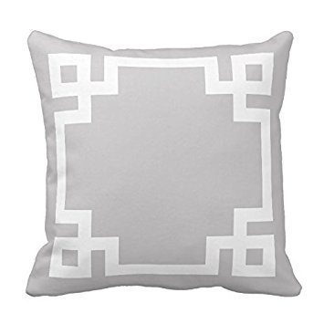 Gray and White Greek Key Border Pillow Home Sofa Decorative 18X18 Inch Square Throw Pillow Case Decor Cushion Covers