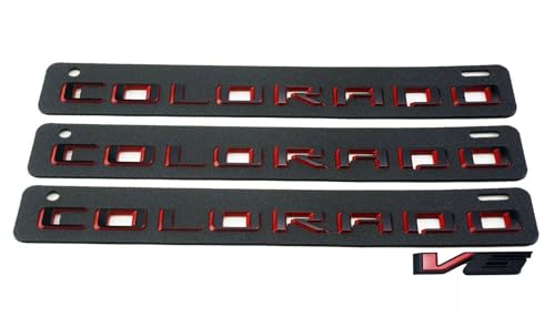 Image of Body Side Tailgate Truck Letter Emblems 3D Badge Nameplate 85594766 Fits for 2015-2022 Colorado V6 4pcs (Red Black)