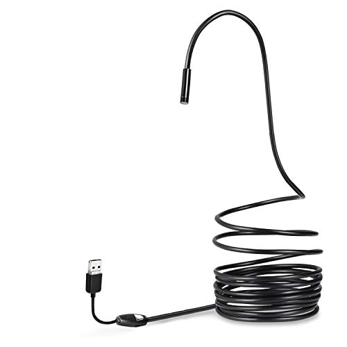Borescope Camera, Potensic 2 in 1 Semi-rigid Micro USB/USB Endoscope Inspection Camera Waterproof Snake Camera with 7MM Diameter Head,6 Adjustable LED Light - Black(1M/3.28ft)