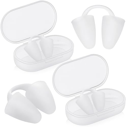 Relaxweex 2 Pack Nose Plugs for Swimming for Adults and Kids (Age 7-12), Waterproof Soft Silicone Swimming Protectors Nose Block Nostril Plugs for Swimmers Surfers Water Sports(White,Adults)