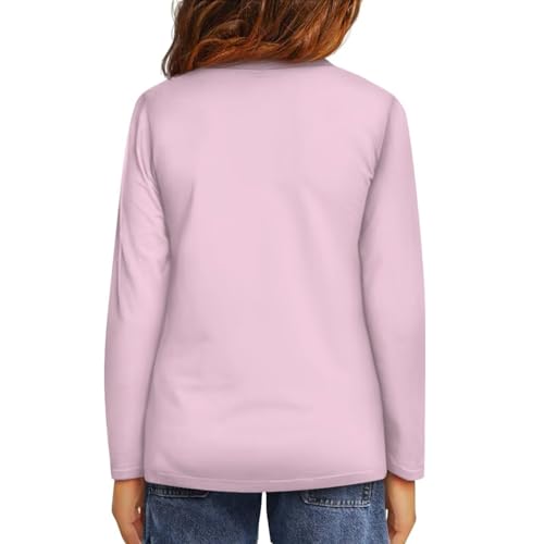 Image of Girls Long Sleeve Shirts Casual Crewneck Soft T-shirts for Girls 3-16 Years Old