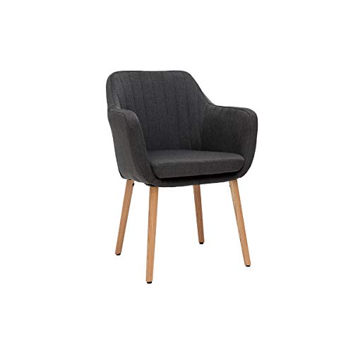 Miliboo Chaise scandinave en Tissu Gris Anthracite et Bois Clair Aleyna