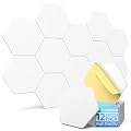 12 Pack Hexagon Acoustic Panels with Self-Adhesive, 12" X 10" X 0.4" Sound Proof Foam Panels for Walls, High Density Soundproof Wall Panels, Sound Dampening Panels for Home Studio Decor Office - White