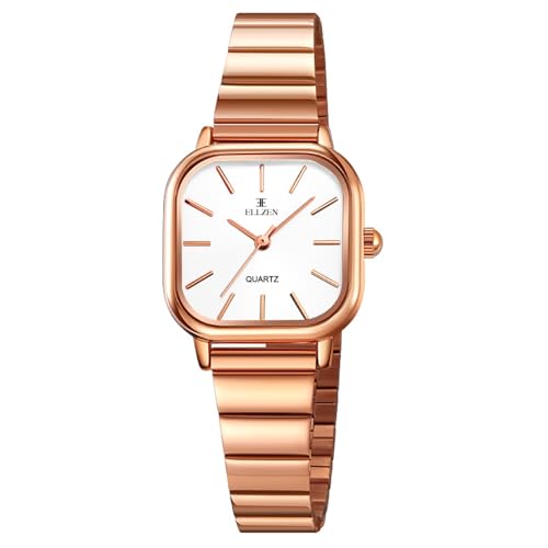 ELLZEN Rose Gold Women’s Watch – Elegant Vintage Bracelet, Rectangular