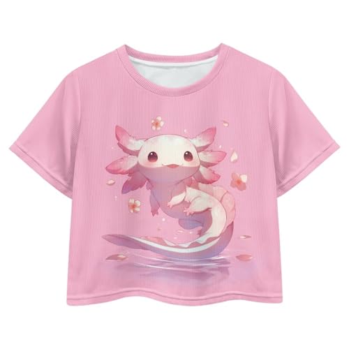 Image of Cute Crop Tops for Girls Short Sleeve Summer T Shirts Fashion Graphic Tees Crew Neck Pullover Tee 5-14 Years