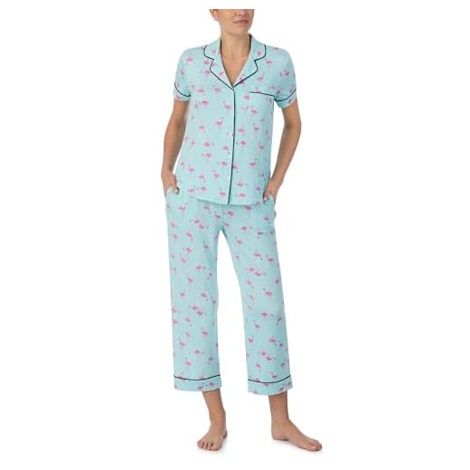 Kate Spade New York Women's Cropped Short Sleeve PJ Set, Flamingos