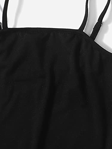 Romwe Girl's 2 Piece Outfit Sleeveless Cami Bodycon Dress With Crop Jacket Black 140 #TOP4
