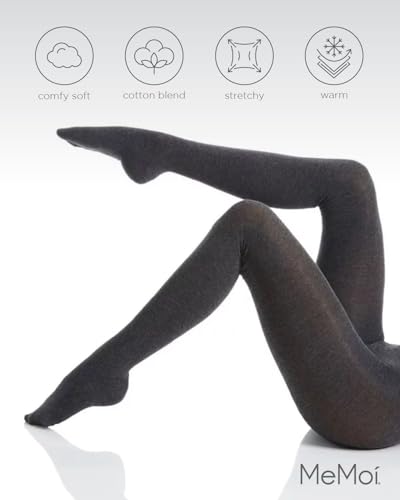 Image of MeMoi Brooklyn Flat Knit Cotton Tights for Women, Cozy and Stretchy Soft Sweater Tights - Sizes XS to 5x-6x