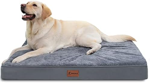 MIHIKK Orthopedic Dog Bed for Medium, Large Dogs, Egg-Crate Foam Dog Bed with Removable Waterproof Cover, Pet Bed Machine Washable (36 x 27 x 3 inch, Dark Grey)
