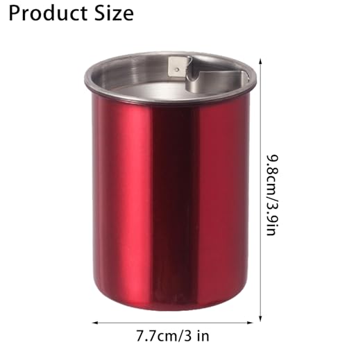 Image of Car Ashtray with Lid, Portable Smell Proof Ashtray for Car, Detachable Smokeless for Car Cup Holder, Stainless Steel Windproof Extinguished Butt Bucket Ash Tray for Outdoor Travel Home Office (Red)