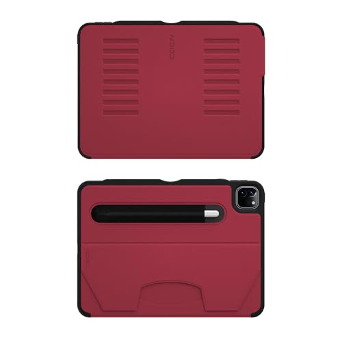 ZUGU CASE Do iPad Pro 11 Cale (M4 / M5) 2024/2025 Etui, Cienki Ochronny, Ładowanie Apple Pencil, Wygodne 8-Magnetycznie Kątom Stojak & Automatyczne Usypianie/Budzenie [Wiśniowa czerwień]