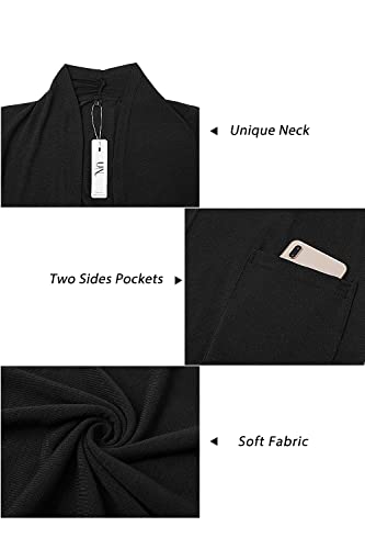 Ultranice Women's Black Cardigan Short Sleeve Lightweight Casual Summer Cardigans Dressy Fall Fashion 2023 Trendy Sweater Tops With Pockets(Black,M) #TOP6