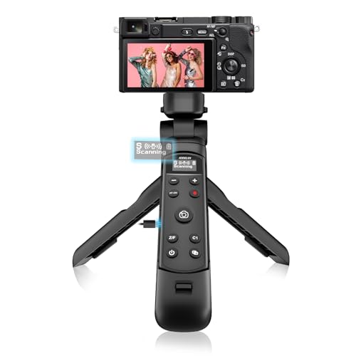 for Sony Vlogging Hand Grip Tripod, OLED Rechargeable Wireless Camera Remote Control for ZV-E10, A7IV, A7III, ZV1, ZV-1F, A6700, A6400, A6100, RX100, FX3, FX30 | Replaces GP-VPT2BT