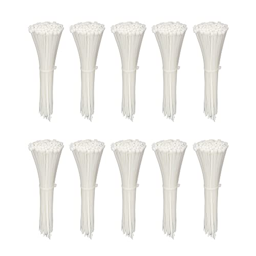 Image of 1000 Pack KOOWIN 4 Inch 18 Lbs Tensile Strength Self-Locking Nylon Plastic Cable Zip Ties Heavy Duty White Wire Tie Wraps for Home Office Garden Garage Workshop (Extra Small Mini, 1000 PCS)