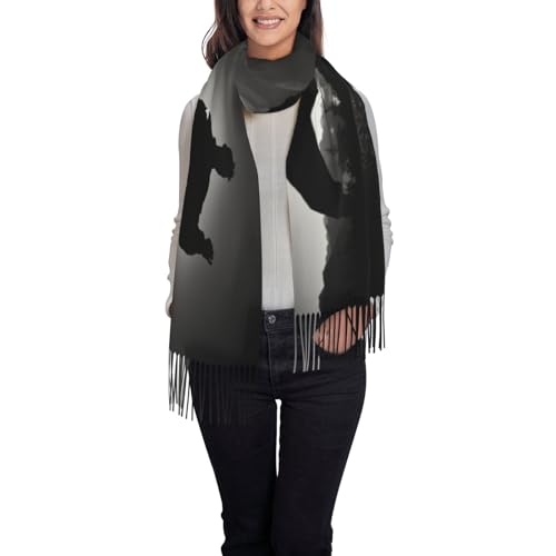 XULLZH Silhouetten von Kampfsport-Schals, Damenschal, Wickelschal, Herbst/Winter, Kunst-Kaschmir, lässig, leicht, schwarz, Einheitsgröße, Schwarz, EinheitsgröÃŸe
