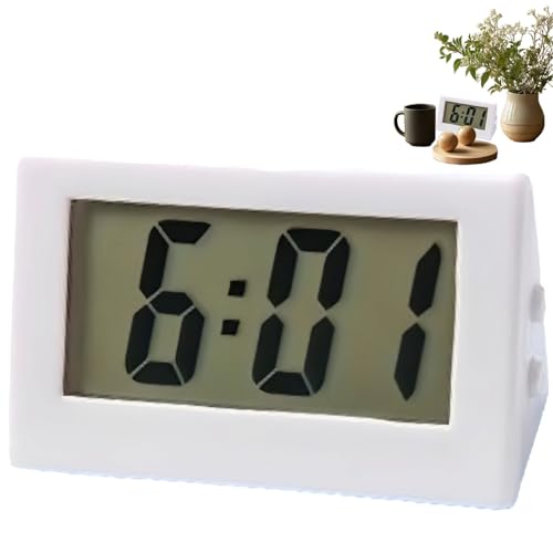 Small Digital Clock,Digital Travel Alarm Clock,Bedside Cl/ock,Di/gital Clock Battery Powered,Mini Portable LCD Display,Small Cloc/k,Digit/al Alarm Clo/cks Bedside non-Ticking&Dig/ital Clo/ck(White)
