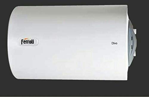 Ferroli Divo Horizontal Water Geyser mounted on a tiled wall, showing a '25 Ltr' label.