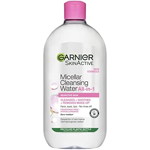 Garnier Micellar Cleansing Water For Sensitive Skin 700ml, Gentle Face Cleanser & Makeup Remover, Fragrance Free, Recognised By The British Skin Foundation, Use With Reusable Micellar Eco Pads Cover
