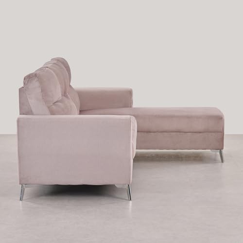 Image of Home Centre | Helios Vive | 4-Seater | with Lounge | Fabric|Solid Wood | Corner Sofa | Beige | 1 Year Warranty