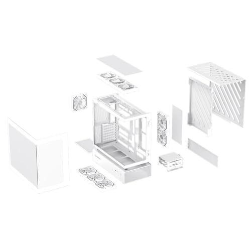 GAMEMAX N80 WH Gabinete PC ATX Mid Tower, Panel de Vidrio panorámico de 270° en el Frente y el Lateral, 6 Ventiladores ARGB PWM de 120 mm preinstalados, USB-C Gen2, Soporte BTF y GPU vertica (Blanco) - imagen 3