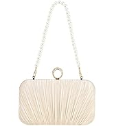VVRPWASSLY Women's Evening Bag Clutch Purse Pleated Clutch Handbag with Pearl Chain for Wedding P...